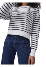 French Connection Lillie Mozart Stripe Jumper (White/Blue)